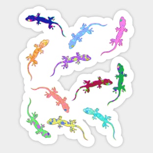 Glitchy Geckos doodle Pattern Sticker